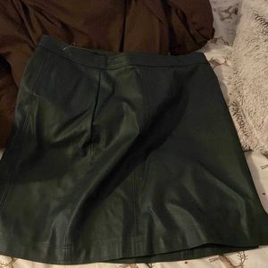 Green leather skirt